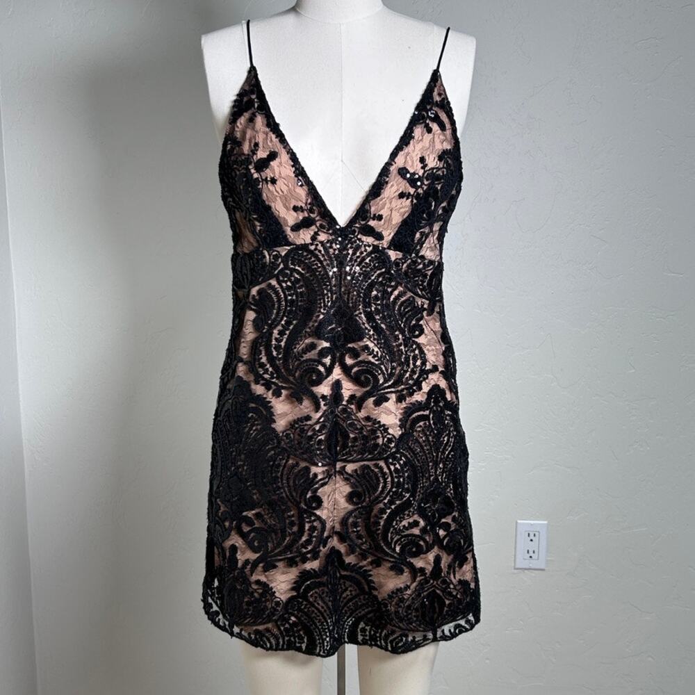 Black Sheer Lace Mini Dress Deep V Romantic Dark Fairy Whimsigoth Homecoming 6